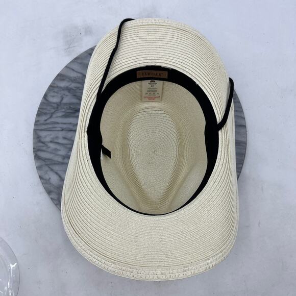 Furtalk Sun Hat Womens M/L Ivory Beach Retro Western Outdoor Curved Rim Visor - Picture 7 of 12